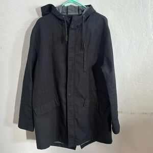Zara Man Black Hooded trench coat